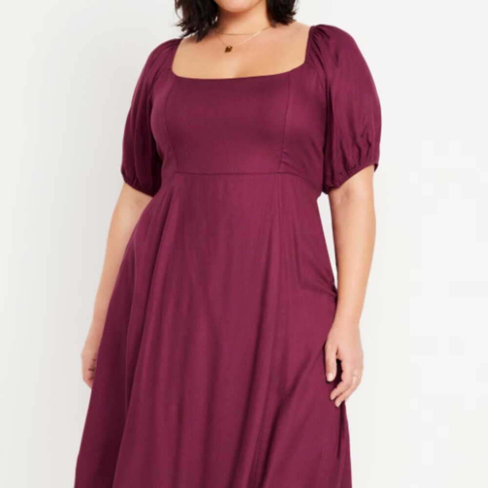 Old Navy - Fit & Flare Crepe Midi Dress